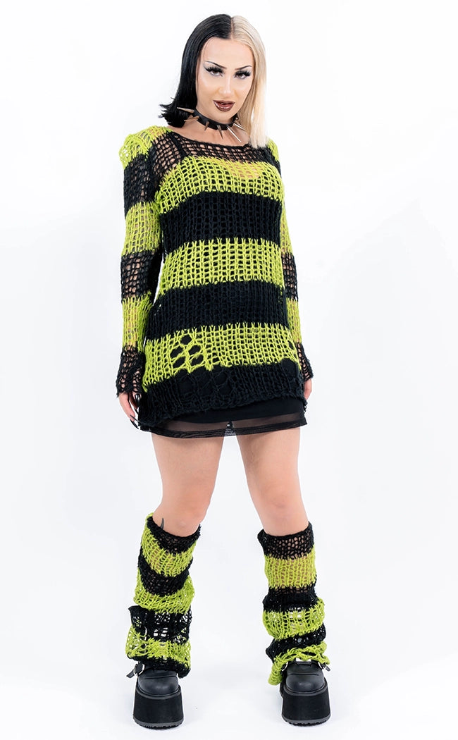 Isabeau Decayed Sweater | Black & Green