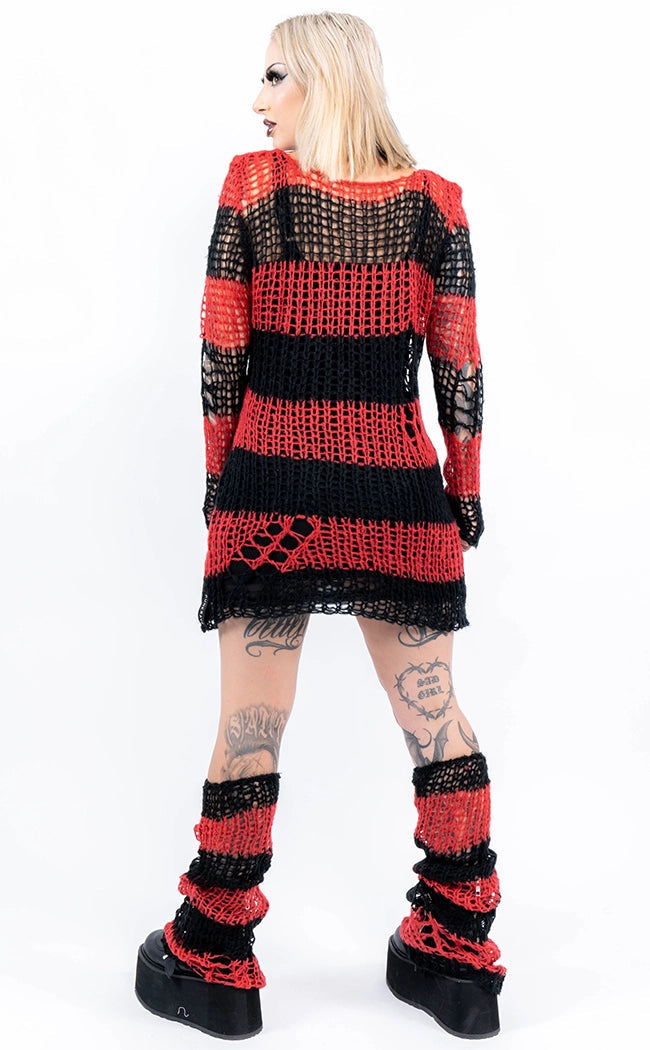 Isabeau Decayed Sweater | Black & Red