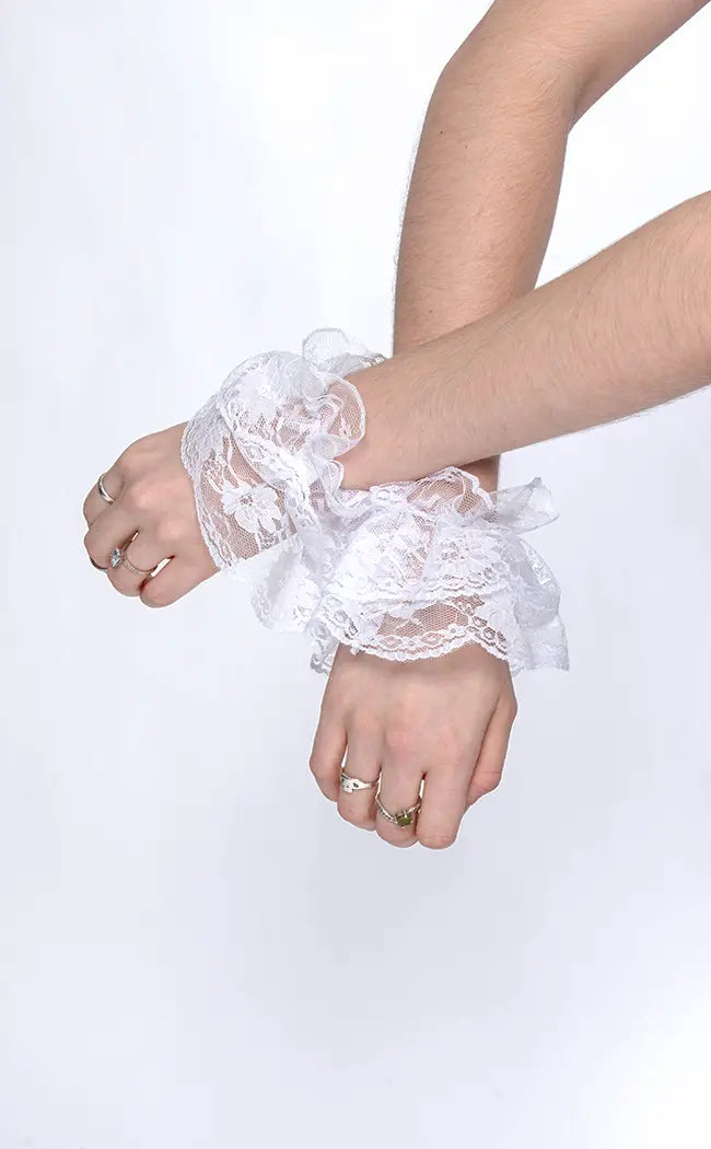 Ivory Frill Wrist Cuffs