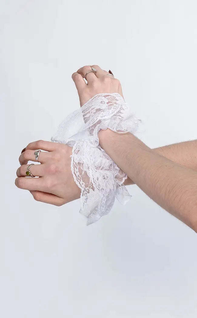 Ivory Frill Wrist Cuffs-Gothic Accessories-Tragic Beautiful