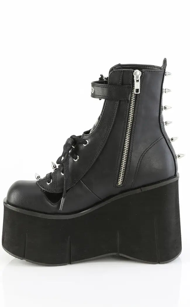 KERA-150 Black Vegan Leather Platform Ankle Boots