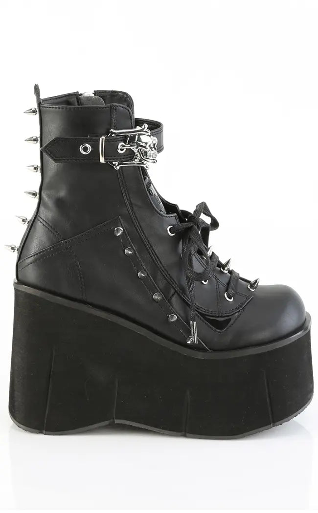 KERA-150 Black Vegan Leather Platform Ankle Boots