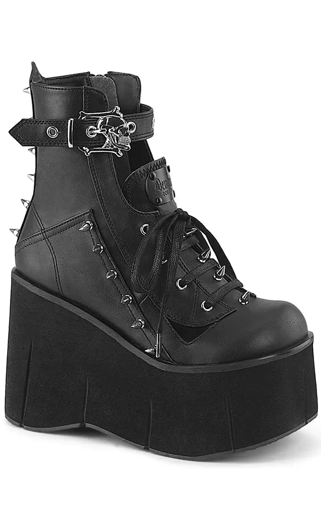 KERA-150 Black Vegan Leather Platform Ankle Boots