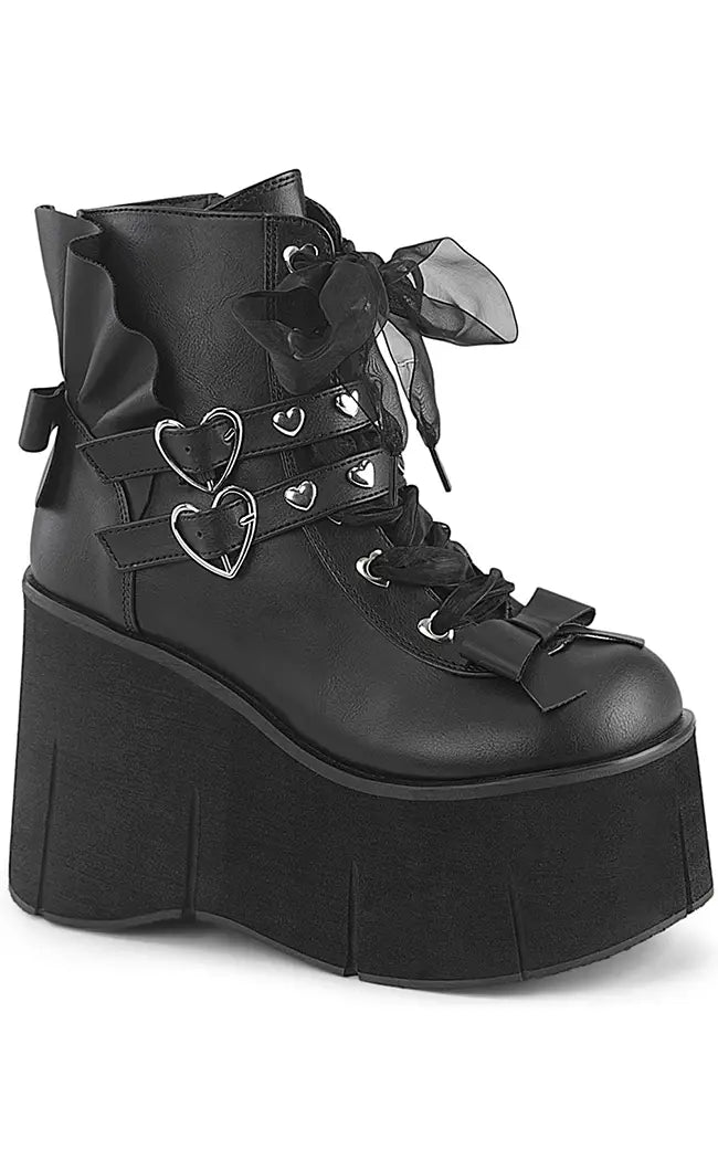 KERA-55 Black Vegan Leather Platform Ankle Boots