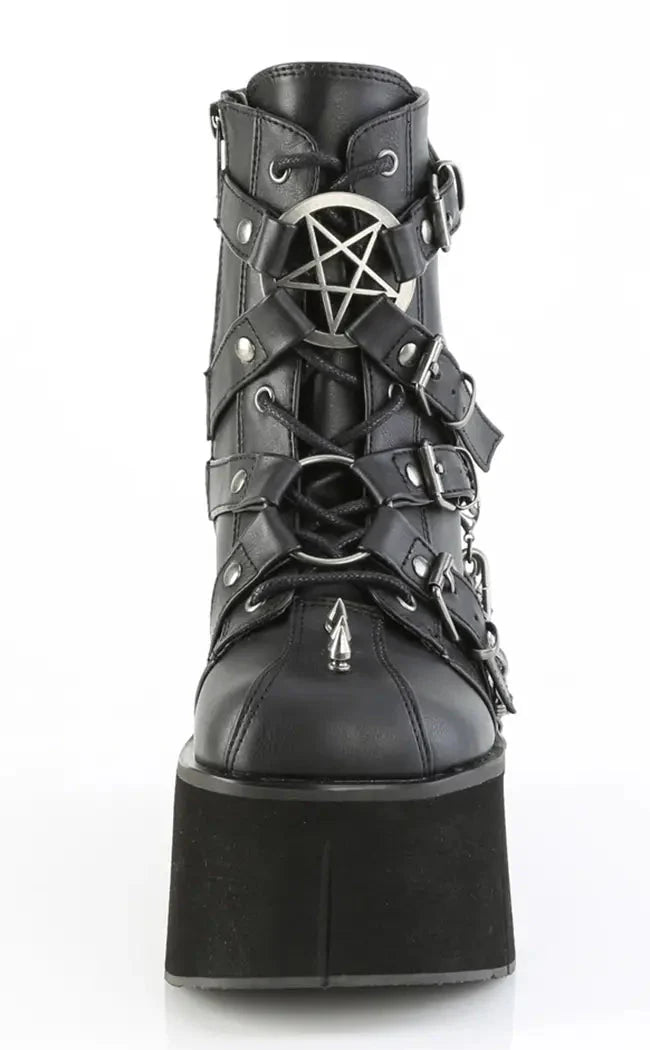 KERA-68 Black Vegan Leather Platform Ankle Boots (AU Stock)