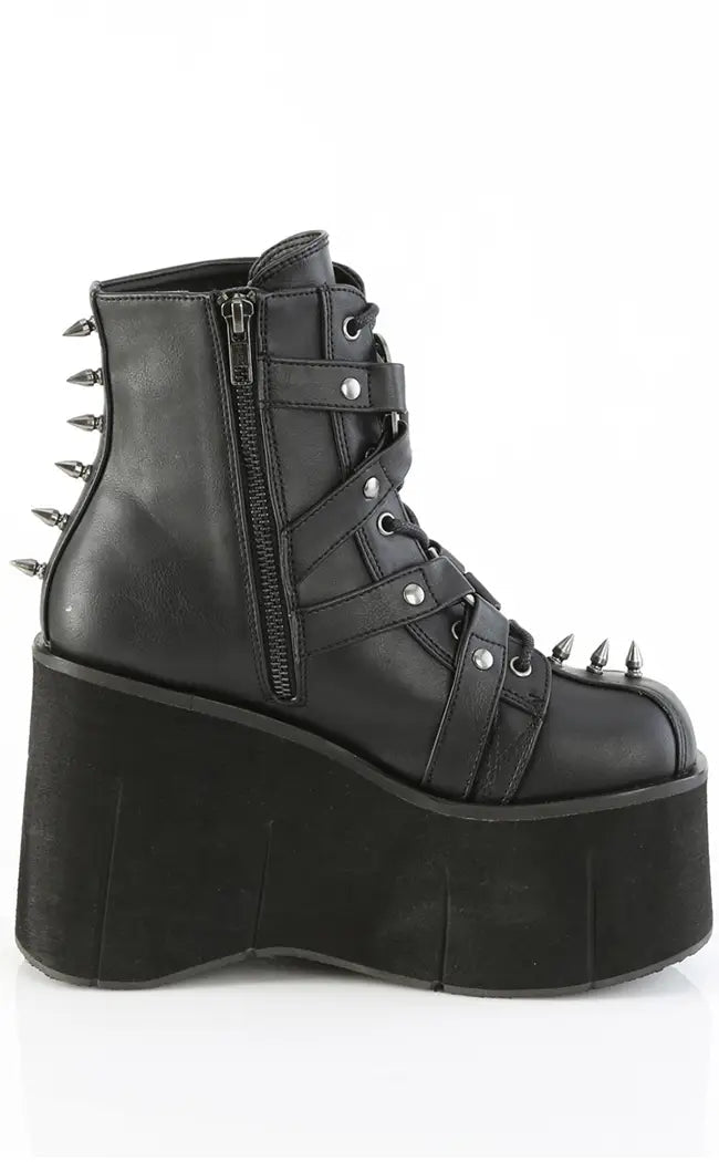 KERA-68 Black Vegan Leather Platform Ankle Boots