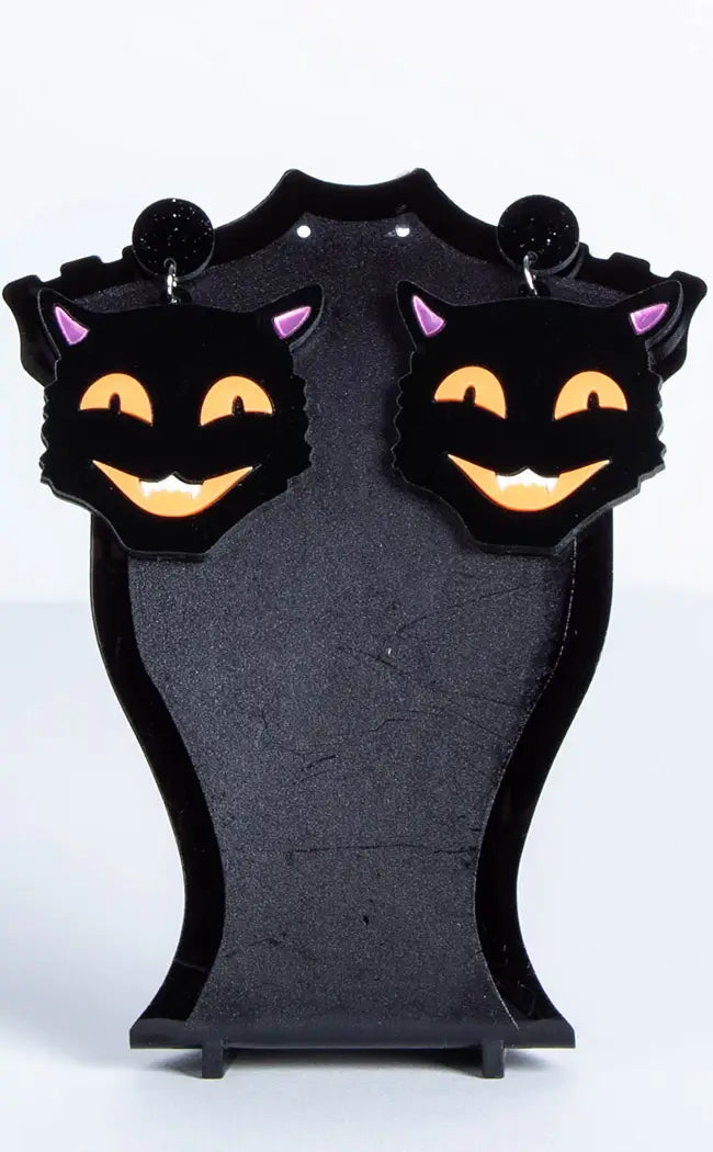 Lucky 13 Halloween Cat Earrings-Burn Book Inc-Tragic Beautiful