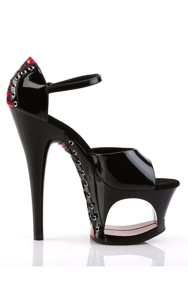 MOON-760FH Blk-Red Pat/Blk Heels-Pleaser-Tragic Beautiful