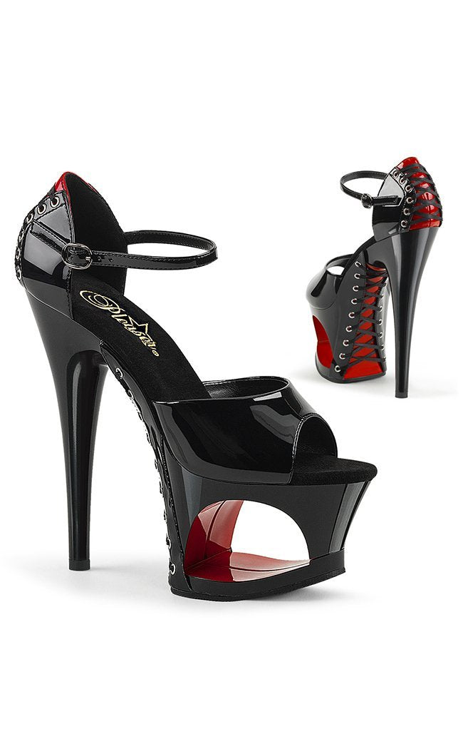 MOON-760FH Blk-Red Pat/Blk Heels-Pleaser-Tragic Beautiful