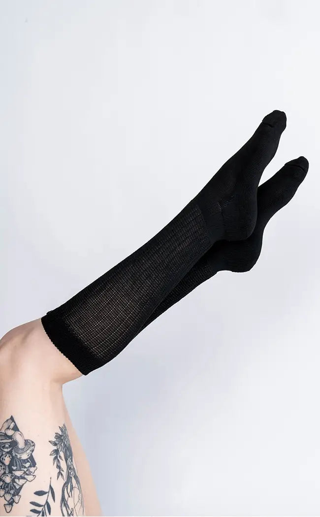Macbeth Knee High Socks | Black-Gothic Hosiery-Tragic Beautiful
