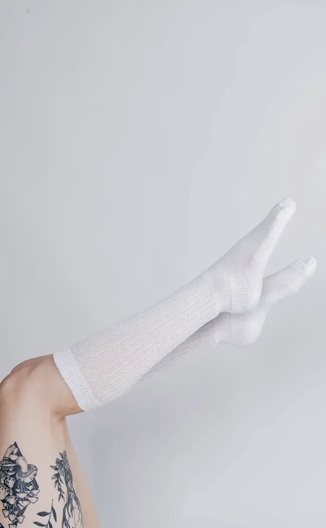 Macbeth Knee High Socks | White-Gothic Hosiery-Tragic Beautiful