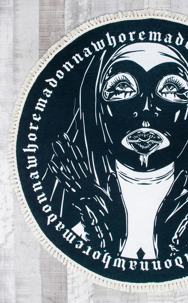 Madonna Fringed Rug-The Haunted Mansion-Tragic Beautiful