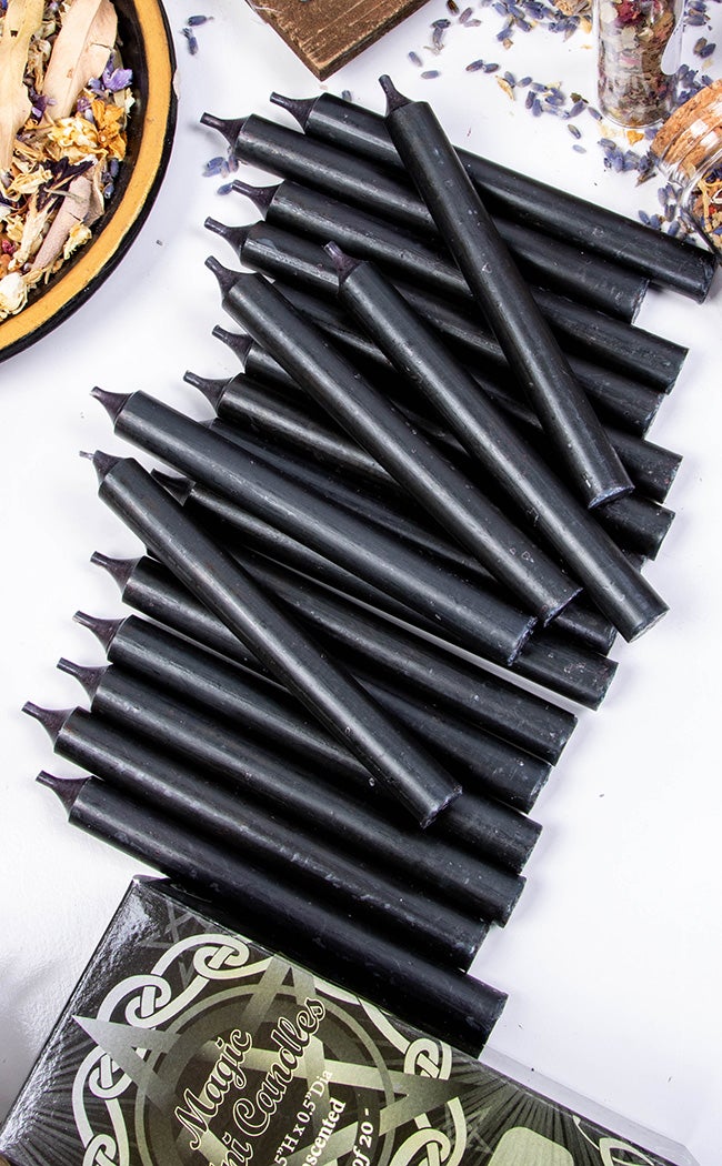 Magic Mini Candles | Black | Packet of 20-Candles-Tragic Beautiful