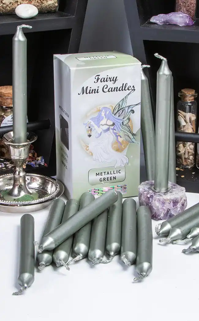 Metallic Chime Spell Candles | Moss Green-Candles-Tragic Beautiful