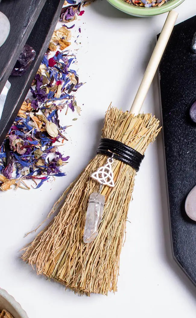 Mini Besom Wiccan Broom | Celtic Knot-Witchcraft Supplies-Tragic Beautiful