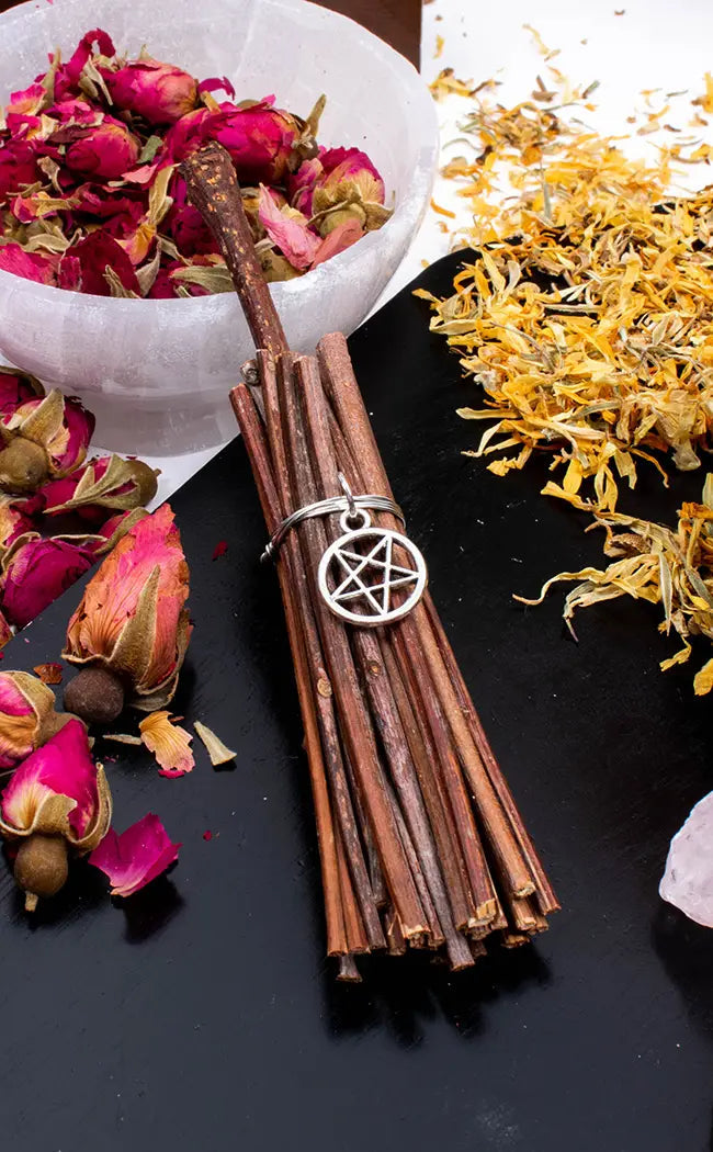 Mini Besom Wiccan Broom | Pentagram-Witchcraft Supplies-Tragic Beautiful