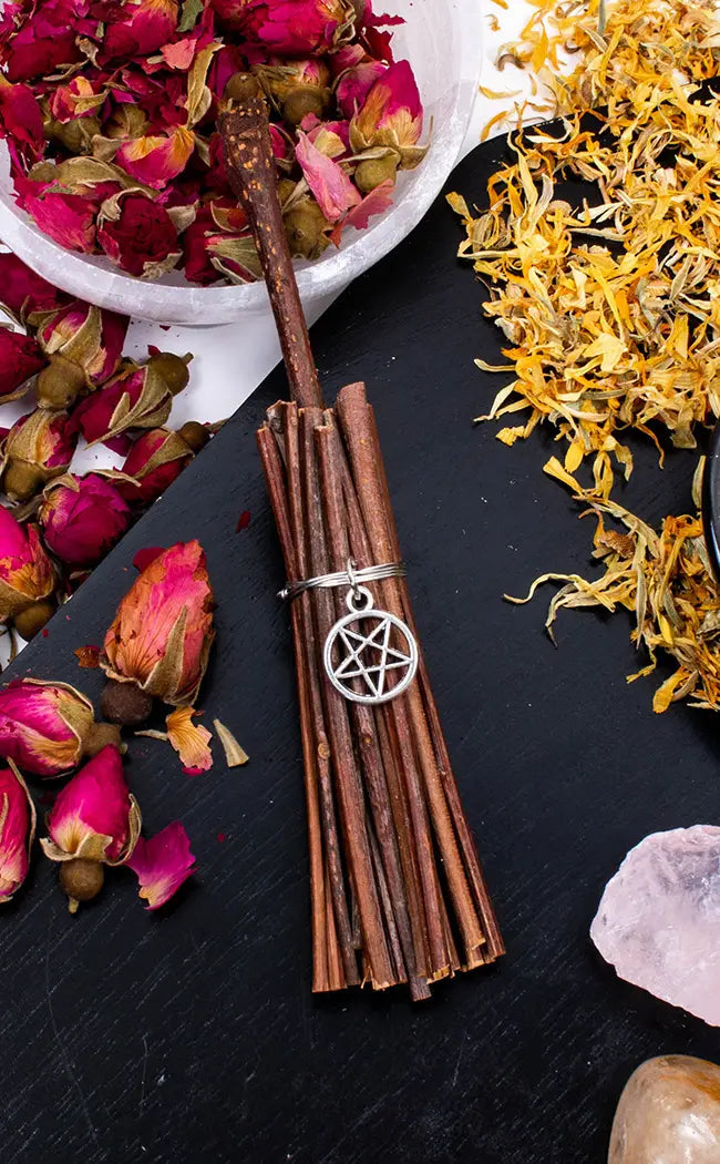 Mini Besom Wiccan Broom | Pentagram-Witchcraft Supplies-Tragic Beautiful