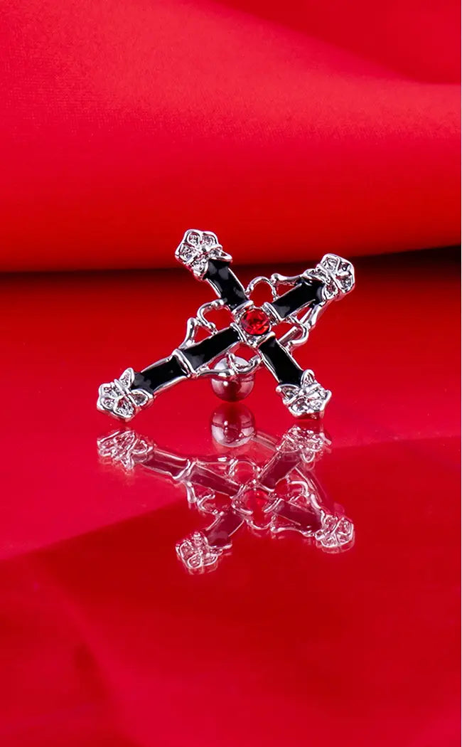 Moonstrance Rhodium Plated Belly Ring-Impaler-Tragic Beautiful