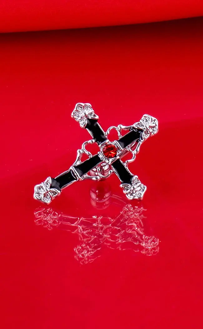 Moonstrance Rhodium Plated Belly Ring-Impaler-Tragic Beautiful
