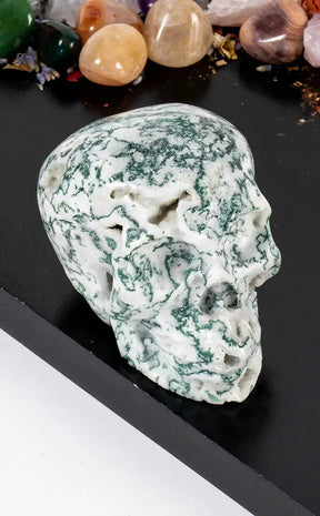 Moss Agate Crystal Skulls