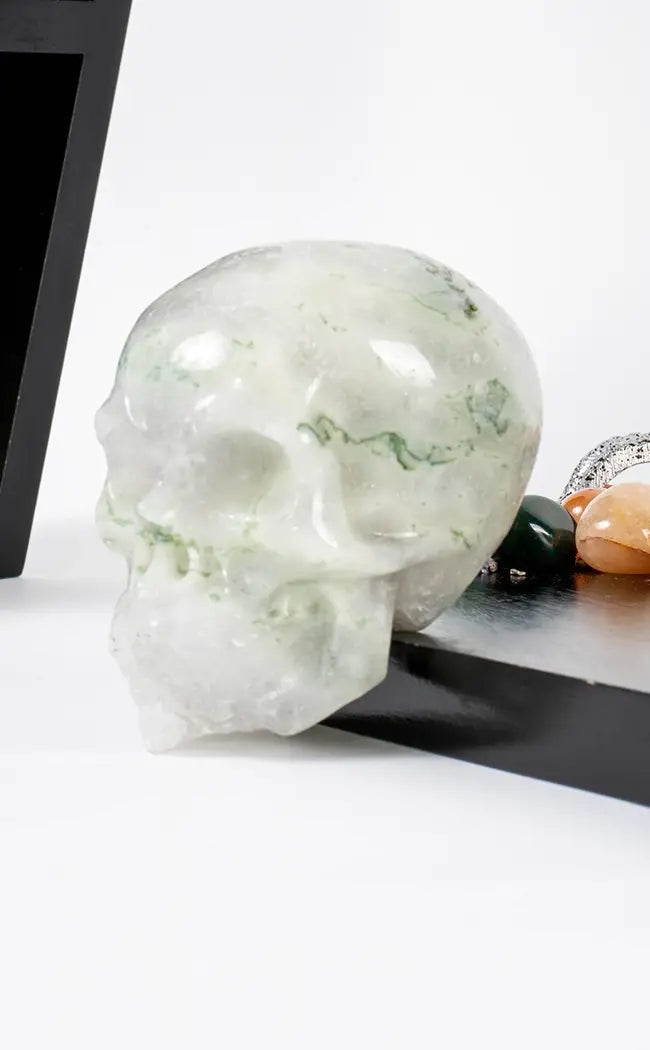 Moss Agate Crystal Skulls