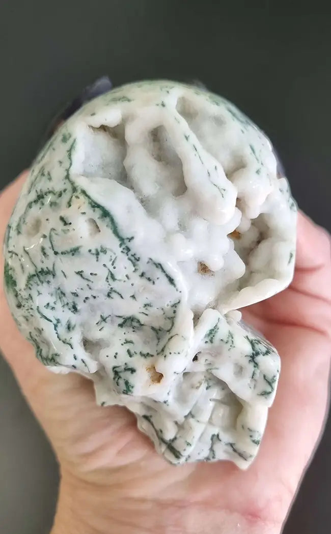 Moss Agate Druzy Brain Crystal Skulls | Large-Crystals-Tragic Beautiful