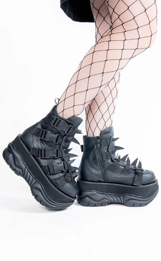 NEPTUNE-68 Black Vegan Leather Platform Sneaker Boots (AU Stock)