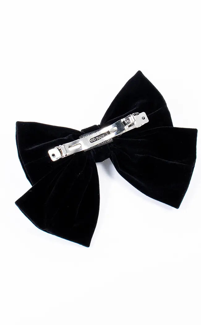 Nightfall Velvet Bow Hairclip-Cold Black Heart-Tragic Beautiful