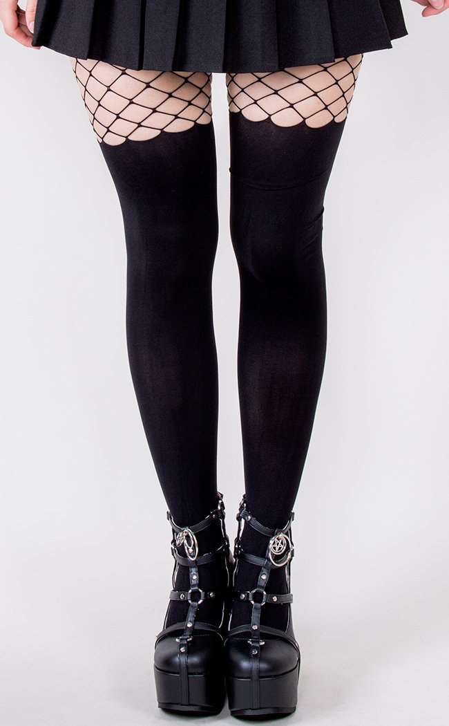 Peekaboo Fence Tights-Music Legs-Tragic Beautiful