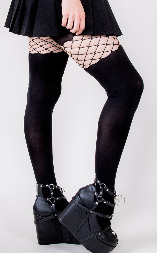 Peekaboo Fence Tights-Music Legs-Tragic Beautiful