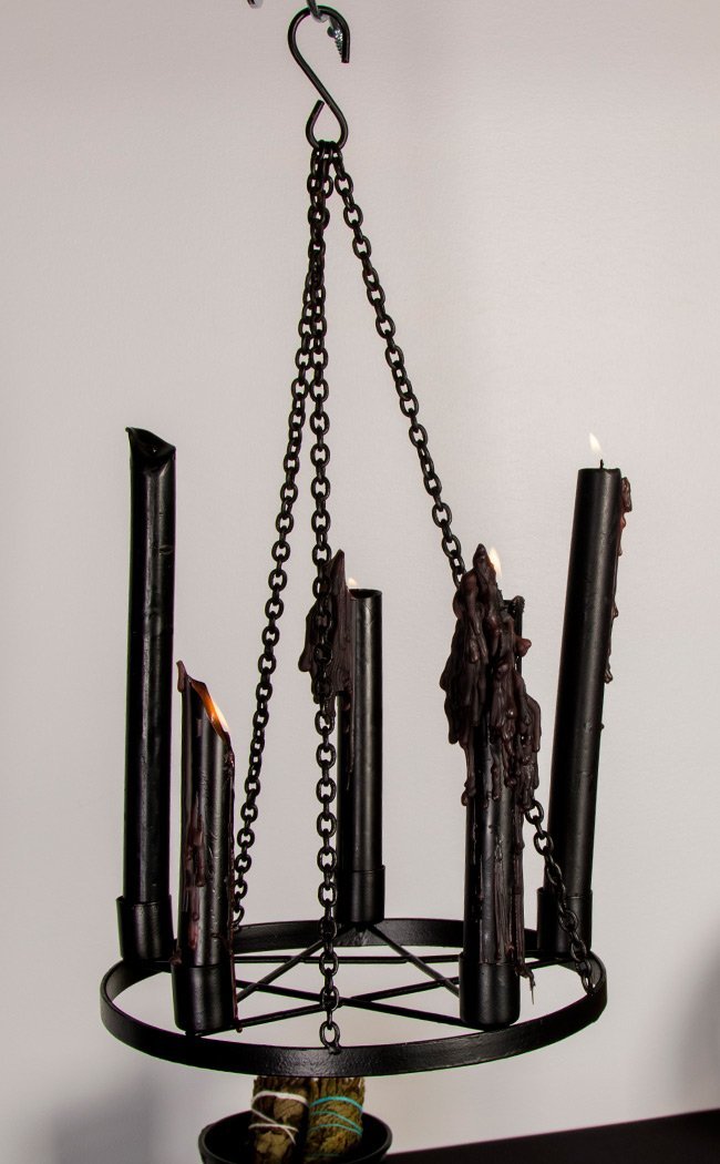 Pentacle Hanging Taper Candle Holder-Candles-Tragic Beautiful