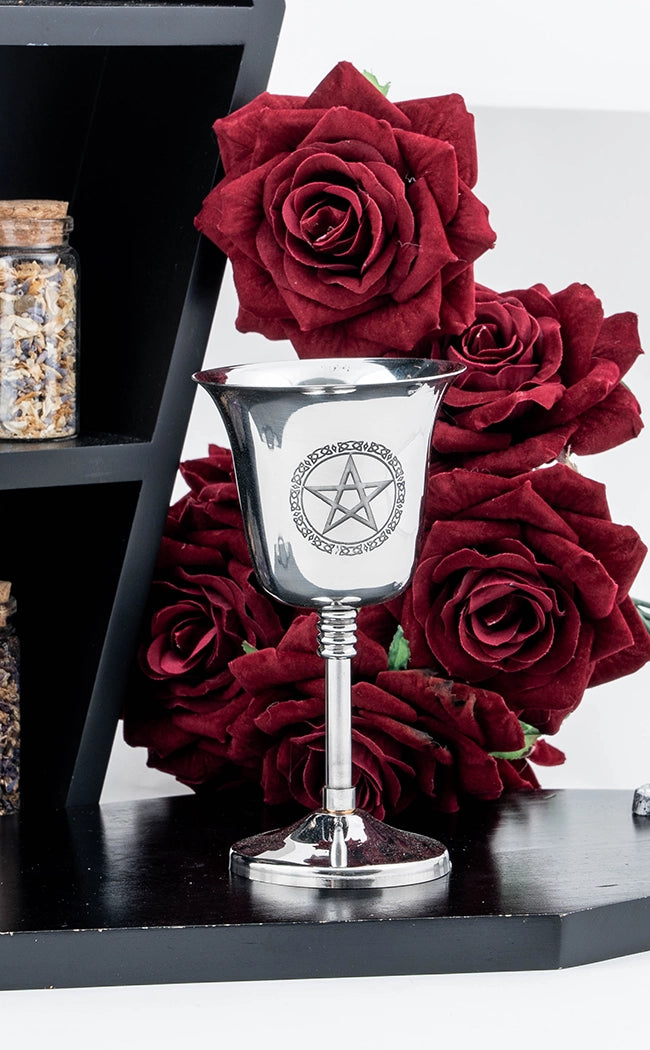 Pentacle Stainless Steel Chalice-Witchcraft Supplies-Tragic Beautiful
