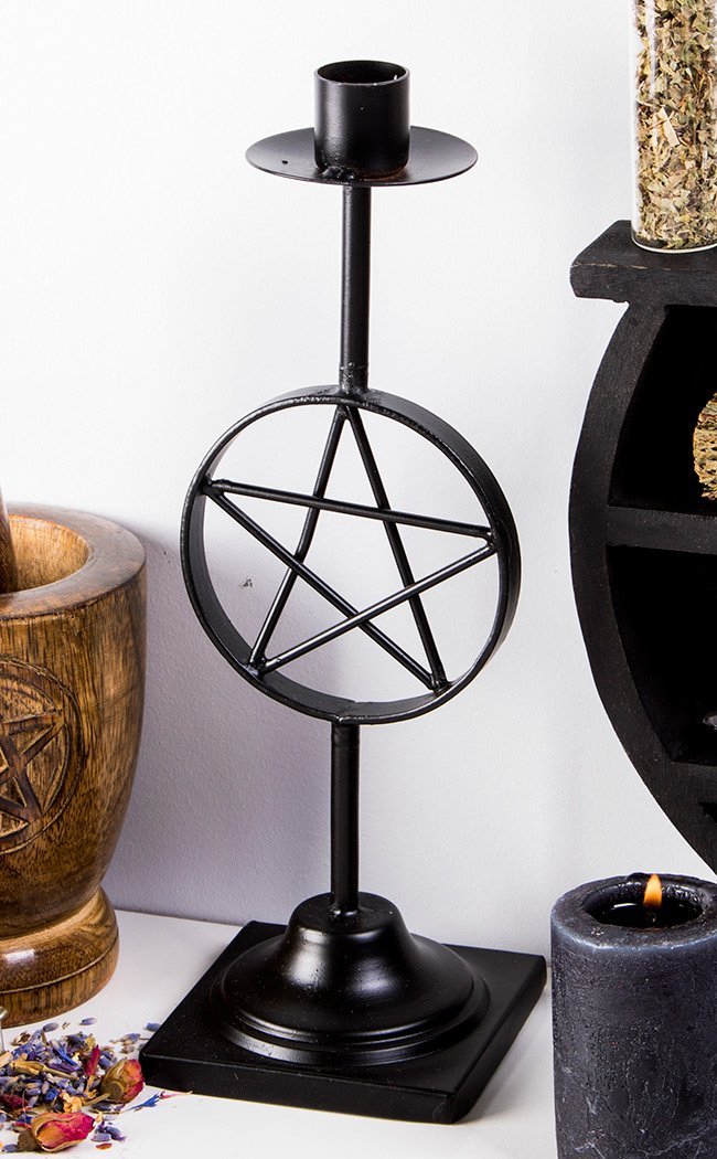 Pentagram Taper Candle Holder-Incense-Tragic Beautiful