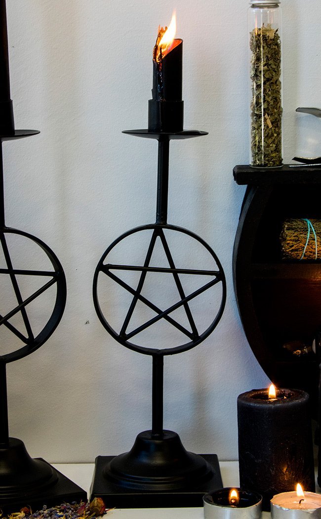Pentagram Taper Candle Holder-Incense-Tragic Beautiful