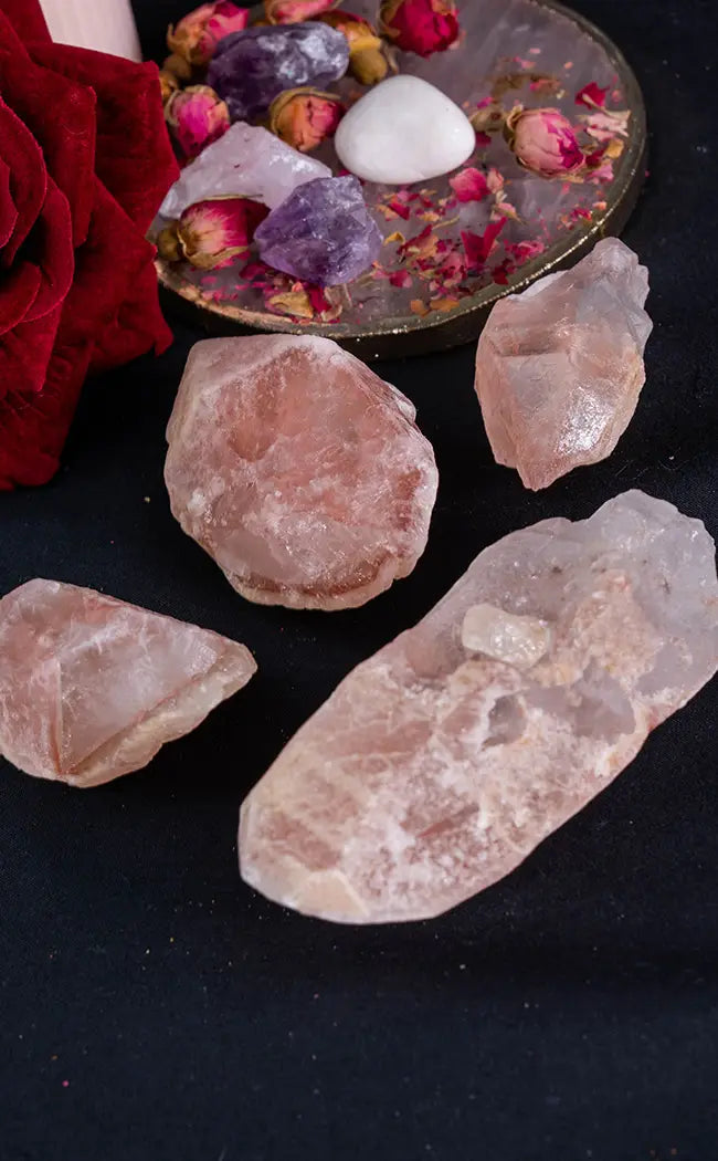 Pink Dreamsicle Lemurian Quartz Rough Points