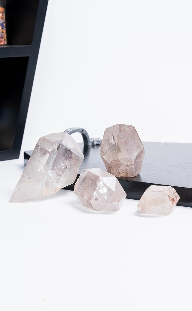 Pink Lithium Quartz Points with Rainbow Prisms