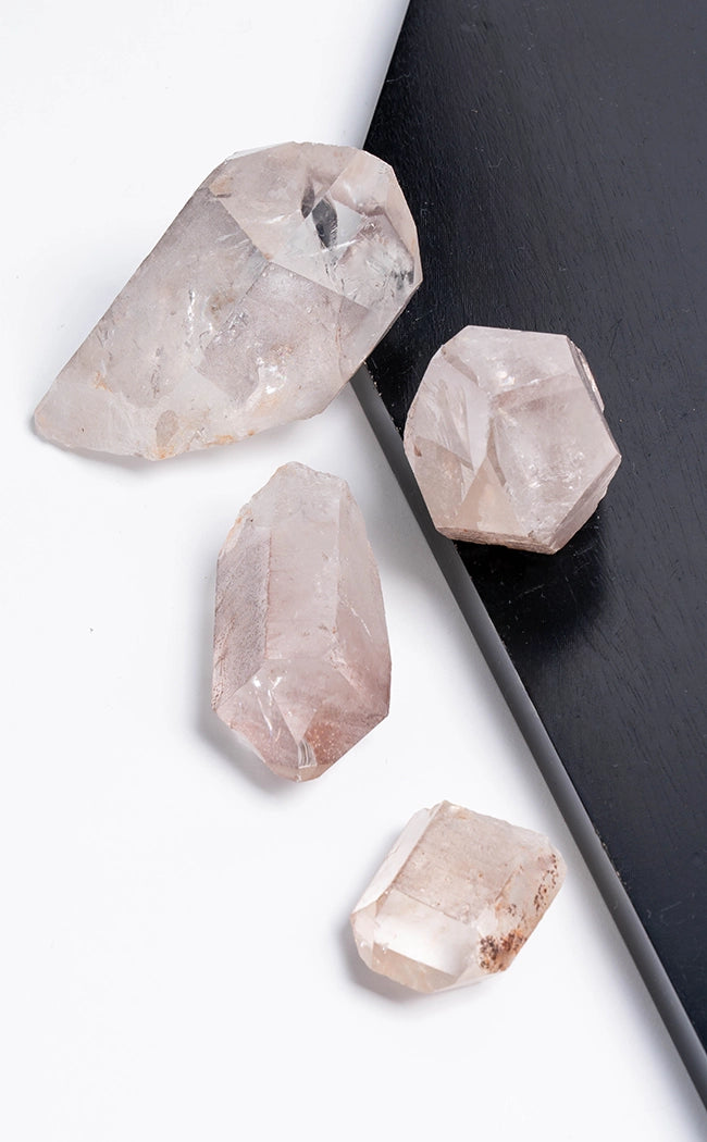 Pink Lithium Quartz Points with Rainbow Prisms