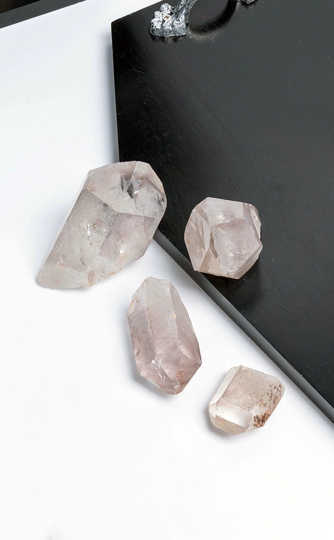 Pink Lithium Quartz Points with Rainbow Prisms