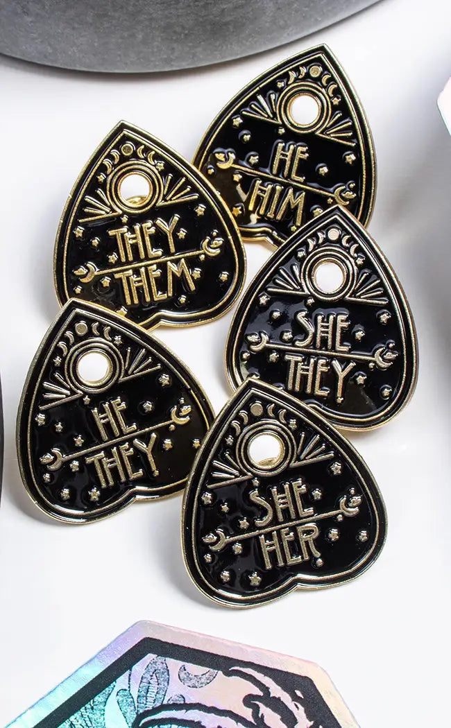 Planchette Pronoun Pin | They/Them-Burn Book Inc-Tragic Beautiful