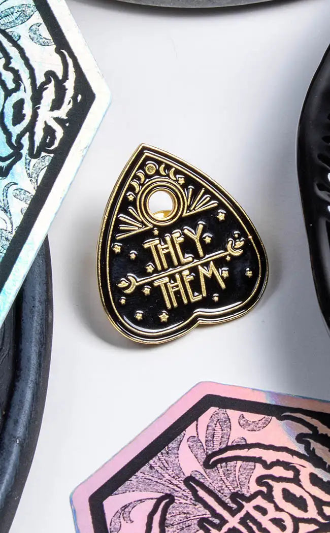 Planchette Pronoun Pin | They/Them-Burn Book Inc-Tragic Beautiful