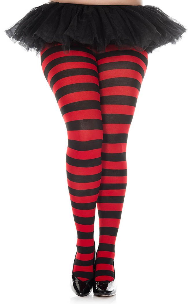 Plus Size Burton Wide Stripe Pantyhose | Choose Colour-Music Legs-Tragic Beautiful