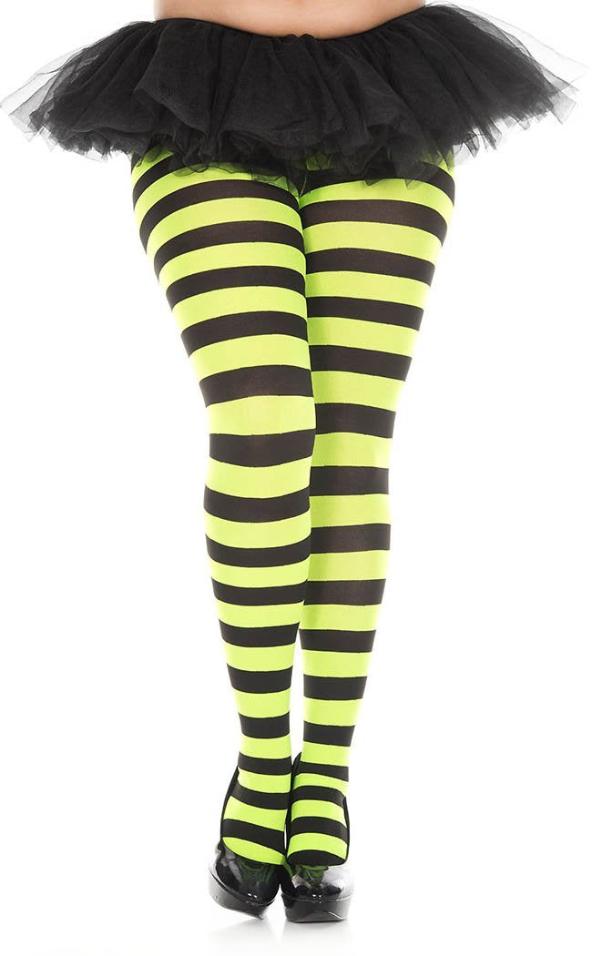 Plus Size Burton Wide Stripe Pantyhose | Choose Colour-Music Legs-Tragic Beautiful