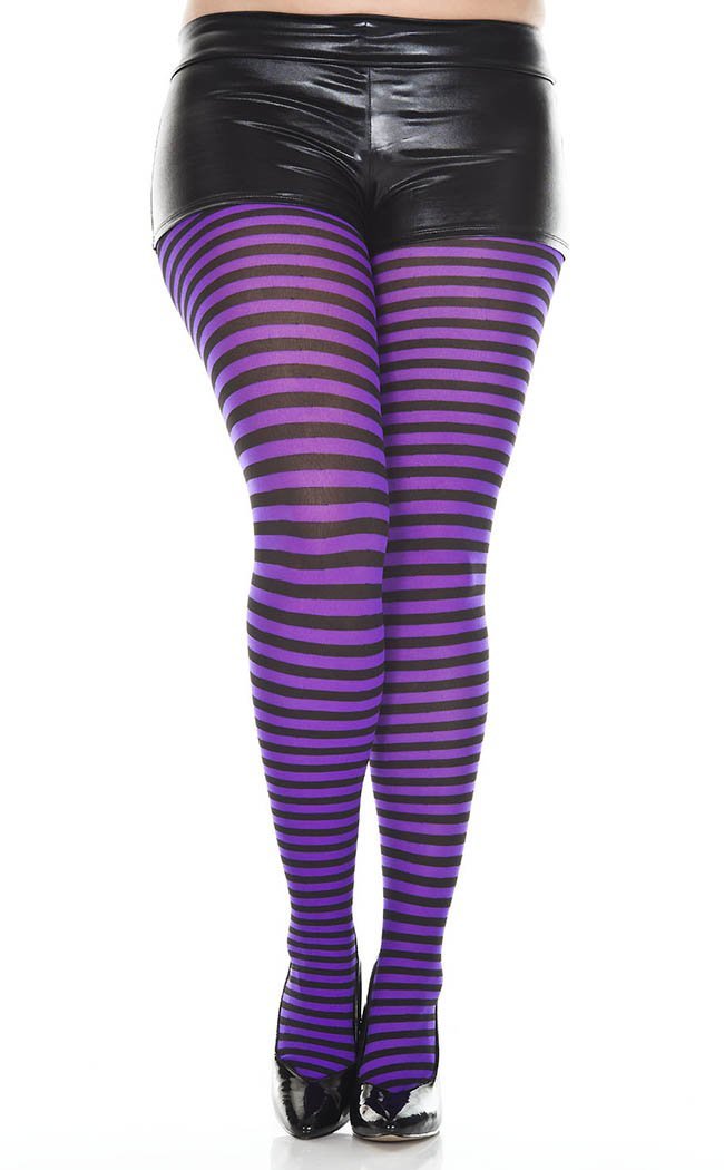 Plus Size Small Stripe Pantyhose | Choose Colour-Music Legs-Tragic Beautiful