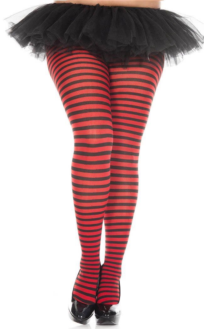 Plus Size Small Stripe Pantyhose | Choose Colour-Music Legs-Tragic Beautiful