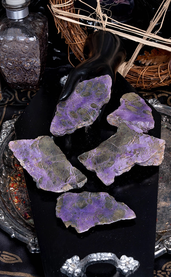 Polished Purple Stitchite & Serpentine | Atlantisite | Rare