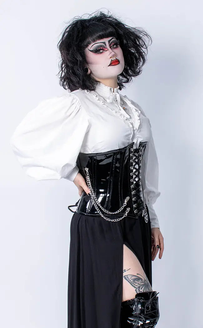 Power Trip PVC Underbust Corset-Hexxxed Intimates-Tragic Beautiful