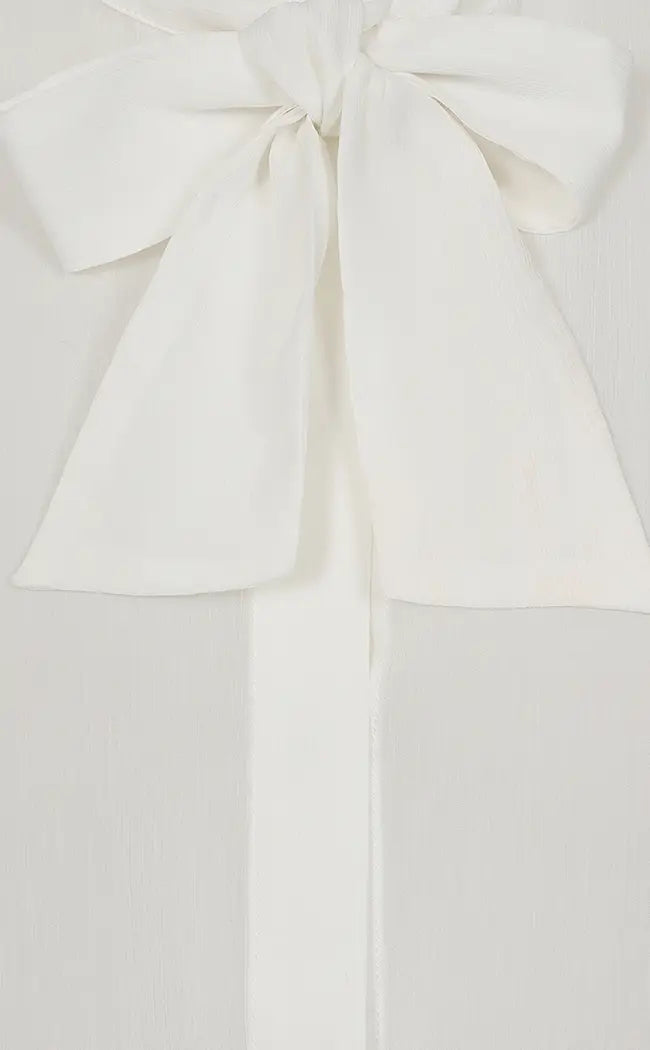Pussybow Please Blouse | White-Banned Apparel-Tragic Beautiful