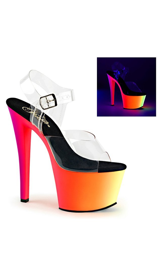 RAINBOW-308UV Clr/Neon Multi Heels-Pleaser-Tragic Beautiful