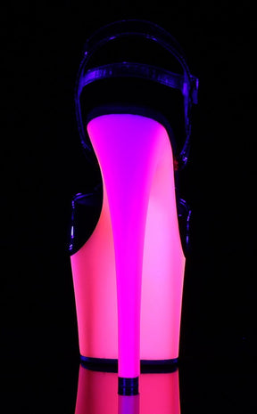 RAINBOW-309UV Blk Pat/Neon Multi Heels-Pleaser-Tragic Beautiful