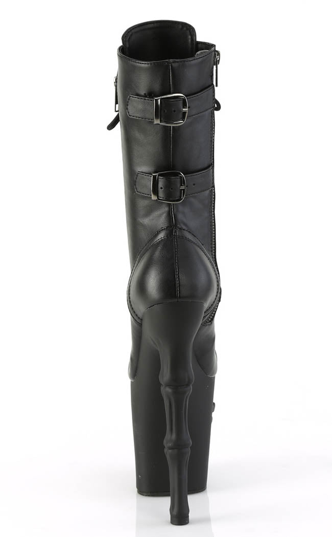 RAPTURE-1047BK Black Matte Mid-Calf Skull Boots-Pleaser-Tragic Beautiful